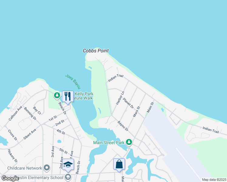 map of restaurants, bars, coffee shops, grocery stores, and more near 704 Planet Drive in Destin