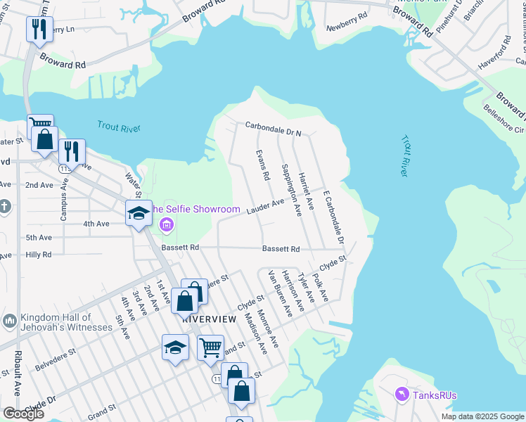 map of restaurants, bars, coffee shops, grocery stores, and more near 1666 Lauder Ave in Jacksonville