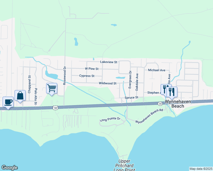 map of restaurants, bars, coffee shops, grocery stores, and more near 417 Wildwood St in Mary Esther