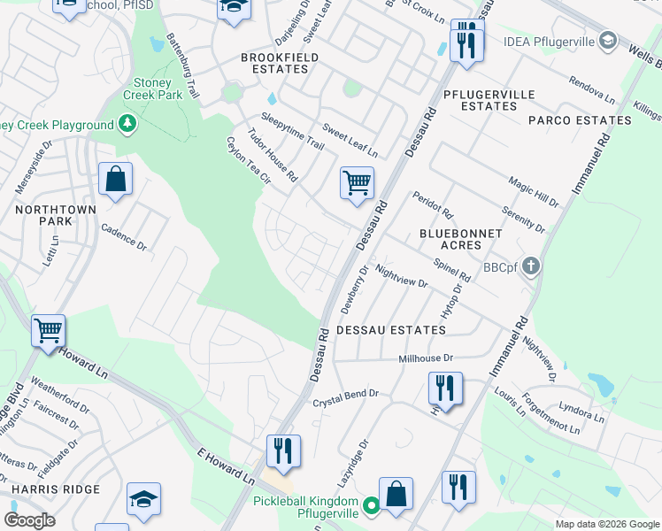 map of restaurants, bars, coffee shops, grocery stores, and more near 14201 Frankel Loop in Pflugerville