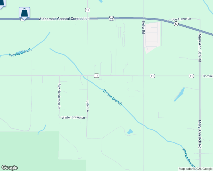 map of restaurants, bars, coffee shops, grocery stores, and more near 9148 County Road 11 in Fairhope