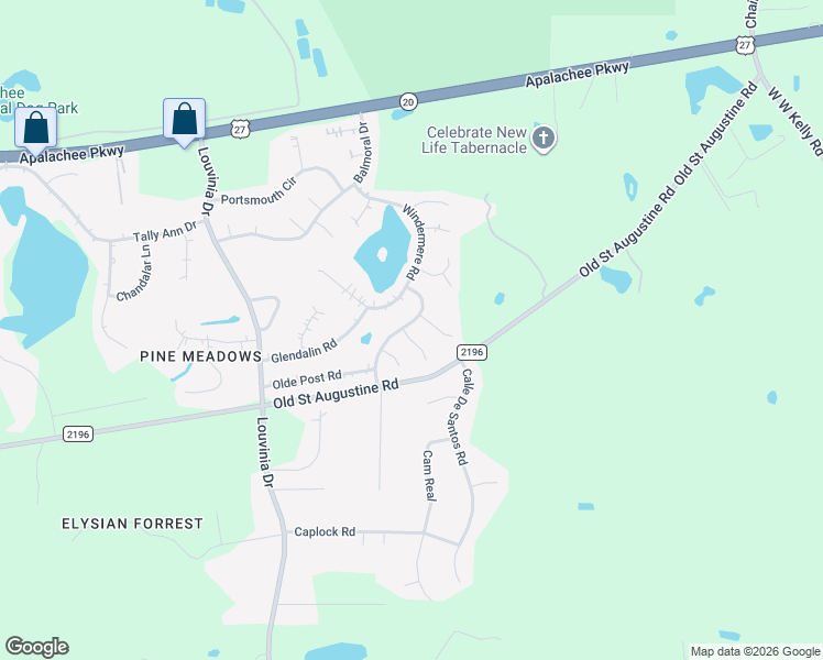 map of restaurants, bars, coffee shops, grocery stores, and more near 2321 Southhampton Drive in Tallahassee