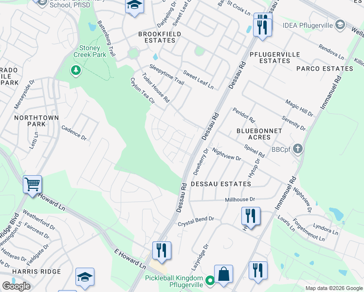 map of restaurants, bars, coffee shops, grocery stores, and more near 14201 Frankel Loop in Pflugerville