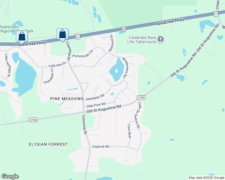 map of restaurants, bars, coffee shops, grocery stores, and more near 2340 Southhampton Drive in Tallahassee