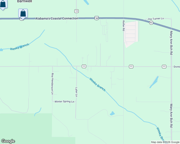 map of restaurants, bars, coffee shops, grocery stores, and more near 9148 County Road 11 in Fairhope