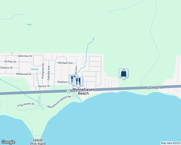 map of restaurants, bars, coffee shops, grocery stores, and more near 840 Boulevard De L'Orleans in Mary Esther