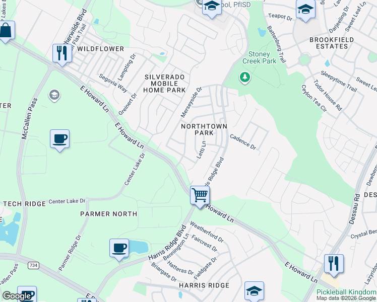 map of restaurants, bars, coffee shops, grocery stores, and more near 13616 Merseyside Drive in Pflugerville
