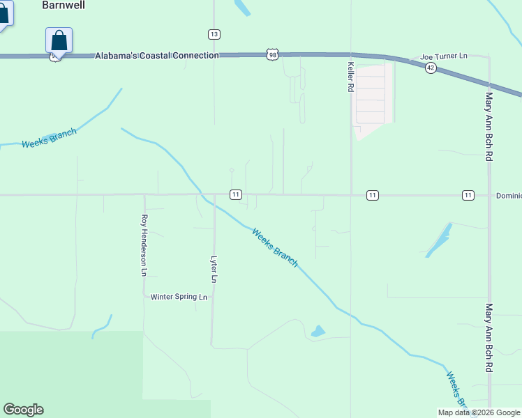 map of restaurants, bars, coffee shops, grocery stores, and more near 9148 County Road 11 in Fairhope
