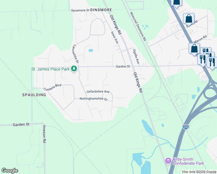 map of restaurants, bars, coffee shops, grocery stores, and more near 7174 Rutland Court in Jacksonville
