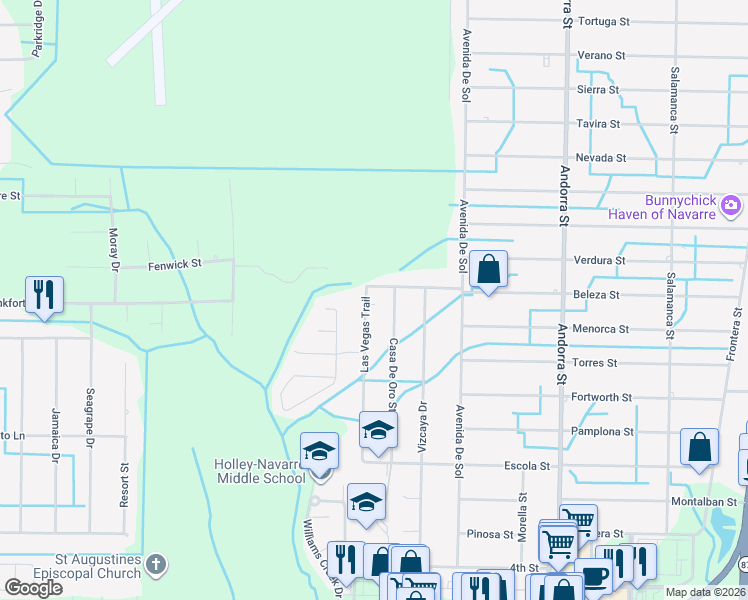 map of restaurants, bars, coffee shops, grocery stores, and more near 2144 Las Vegas Trail in Navarre