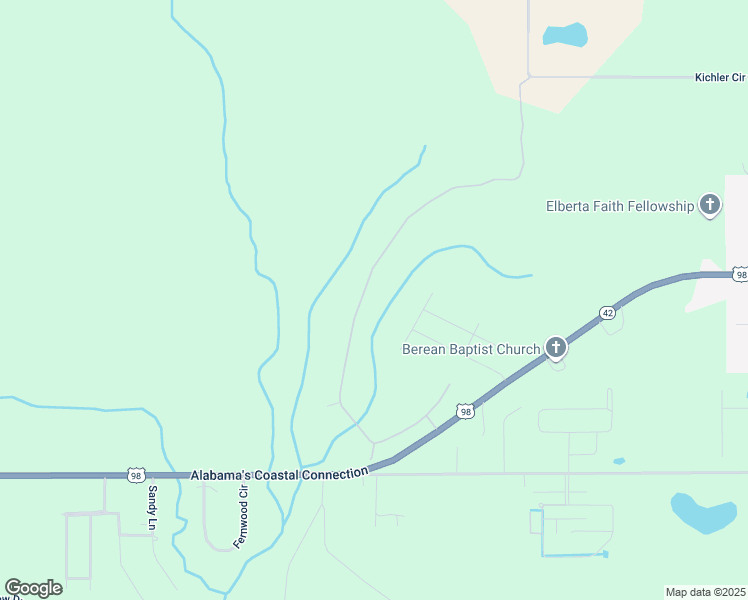 map of restaurants, bars, coffee shops, grocery stores, and more near 23482 Balsam Creek Drive in Elberta