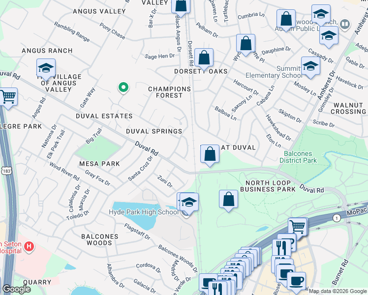 map of restaurants, bars, coffee shops, grocery stores, and more near 11905 Alpheus Avenue in Austin