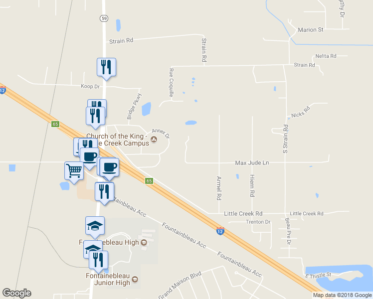 map of restaurants, bars, coffee shops, grocery stores, and more near 67498 Southern Magnolia Lane in Mandeville