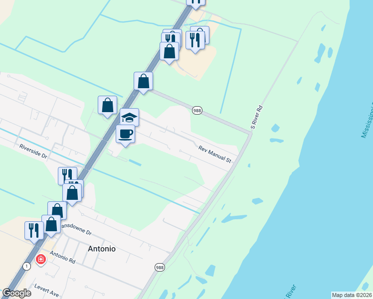 map of restaurants, bars, coffee shops, grocery stores, and more near 1436 Rue Riviere Drive in Port Allen