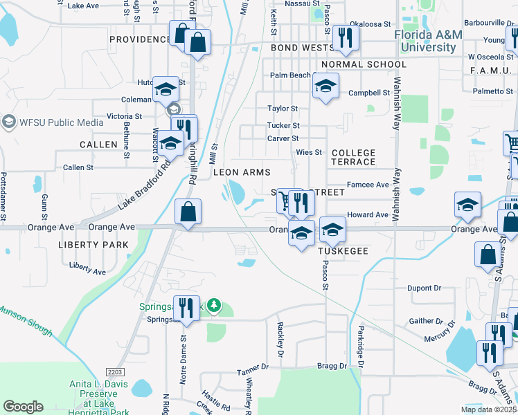 map of restaurants, bars, coffee shops, grocery stores, and more near 852 Medical Commons Court in Tallahassee