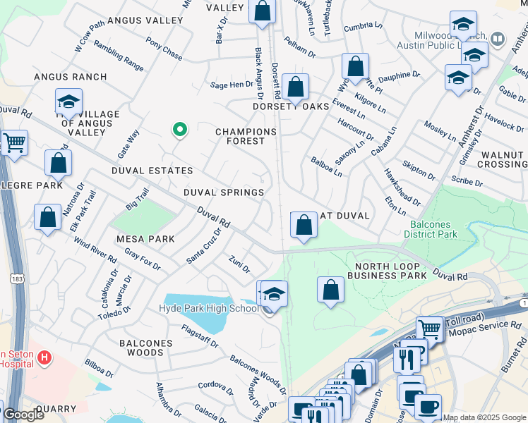 map of restaurants, bars, coffee shops, grocery stores, and more near 4401-4531 Switch Willow in Austin