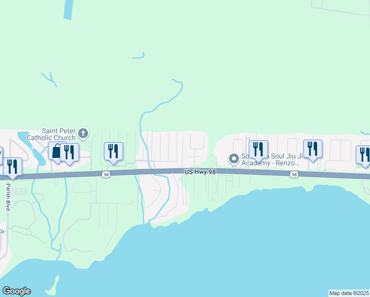map of restaurants, bars, coffee shops, grocery stores, and more near 344 Harris Street in Mary Esther