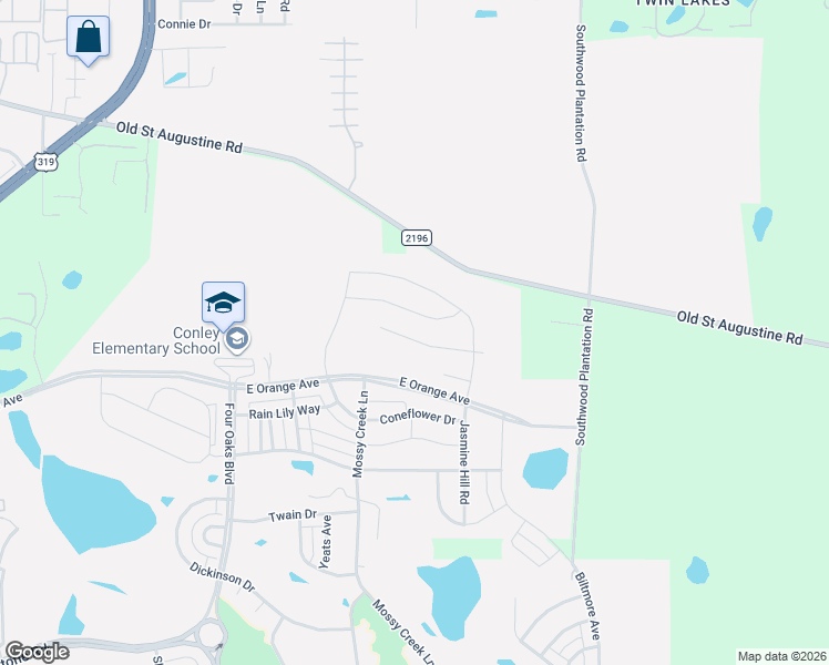 map of restaurants, bars, coffee shops, grocery stores, and more near 3354 Jasmine Hill Road in Tallahassee