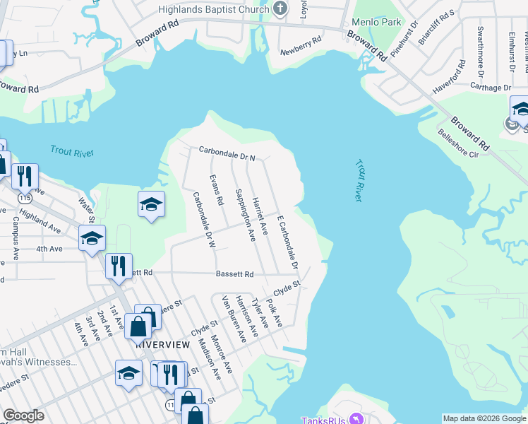 map of restaurants, bars, coffee shops, grocery stores, and more near 1433 Lauder Avenue in Jacksonville