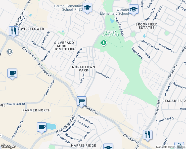 map of restaurants, bars, coffee shops, grocery stores, and more near 13804 Conner Downs Drive in Pflugerville