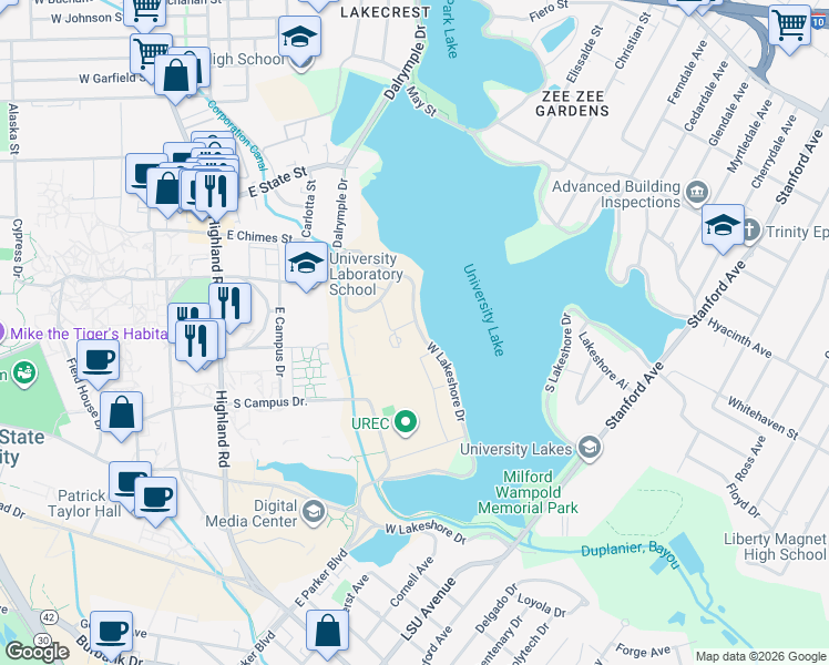 3838 West Lakeshore Drive, Baton Rouge LA Walk Score