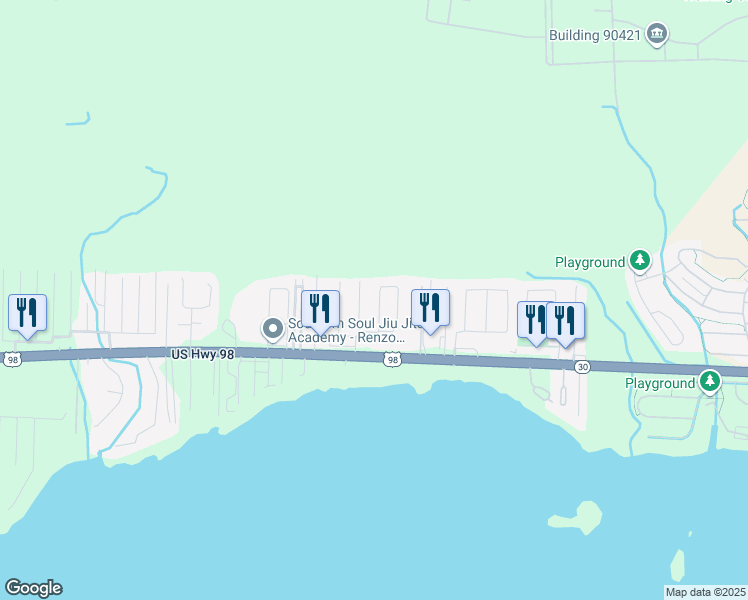 map of restaurants, bars, coffee shops, grocery stores, and more near 32 Cascabellas St in Mary Esther