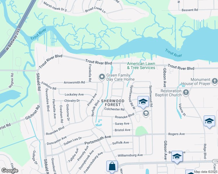 map of restaurants, bars, coffee shops, grocery stores, and more near 9754 Aberdare Avenue West in Jacksonville