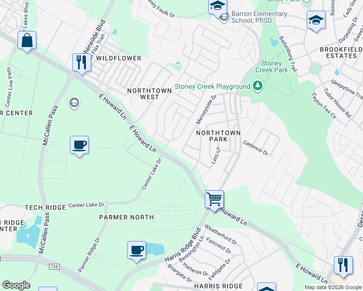 map of restaurants, bars, coffee shops, grocery stores, and more near 13710 Merseyside Drive in Pflugerville
