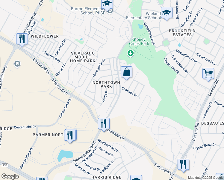 map of restaurants, bars, coffee shops, grocery stores, and more near 13804 Conner Downs Drive in Pflugerville