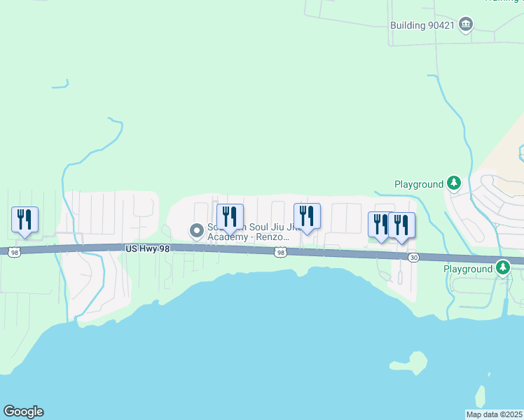 map of restaurants, bars, coffee shops, grocery stores, and more near 32 Cascabellas Street in Mary Esther
