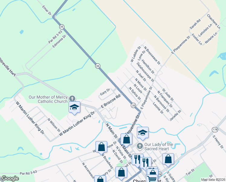 map of restaurants, bars, coffee shops, grocery stores, and more near 205 Annette Street in Church Point