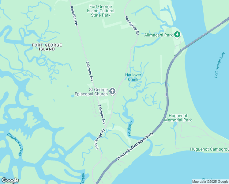 map of restaurants, bars, coffee shops, grocery stores, and more near 10560 Fort George Road in Jacksonville