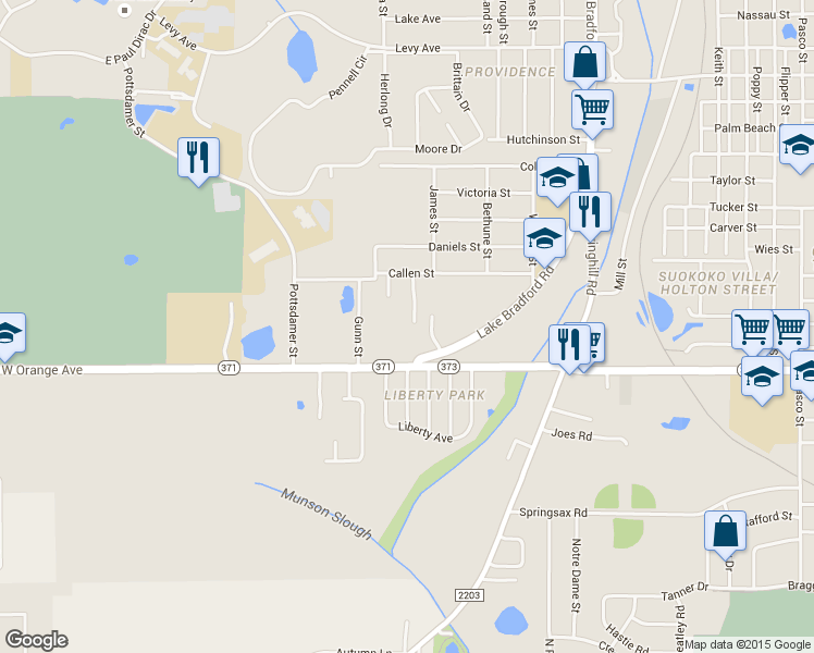 map of restaurants, bars, coffee shops, grocery stores, and more near 2514 Lindsey Court in Tallahassee