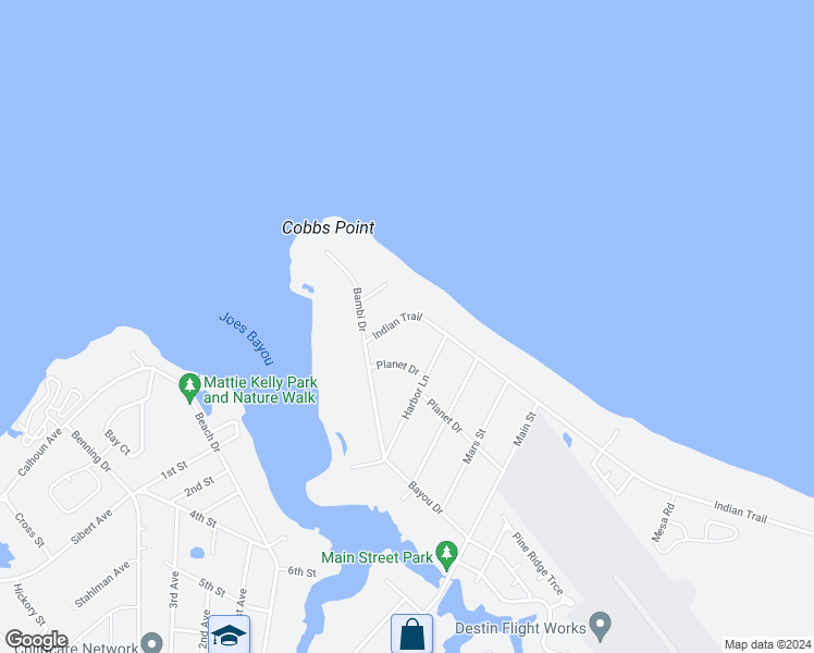 map of restaurants, bars, coffee shops, grocery stores, and more near 3800 Indian Trail in Destin