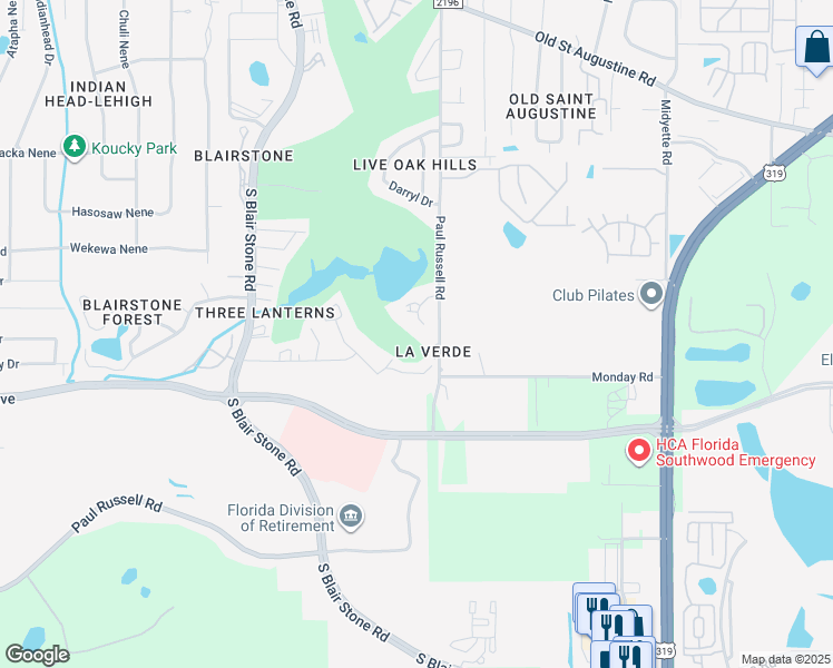 map of restaurants, bars, coffee shops, grocery stores, and more near 1818 Nicklaus Drive in Tallahassee