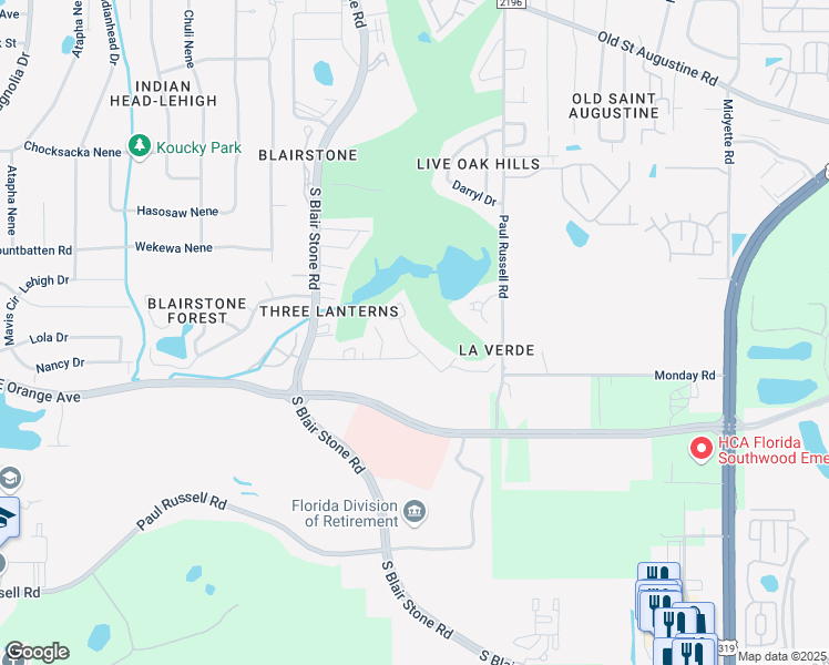 map of restaurants, bars, coffee shops, grocery stores, and more near 2884B Par Lane in Tallahassee