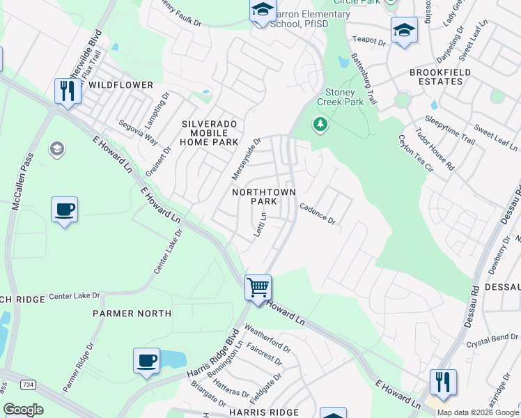 map of restaurants, bars, coffee shops, grocery stores, and more near 13803 Lothian Drive in Pflugerville