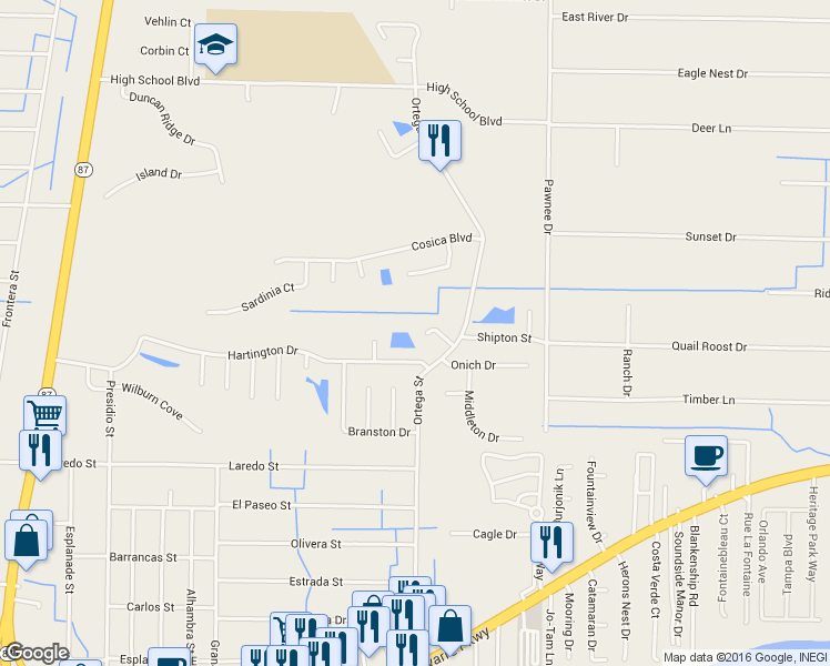 map of restaurants, bars, coffee shops, grocery stores, and more near 8270 Hazelgrove Court in Navarre
