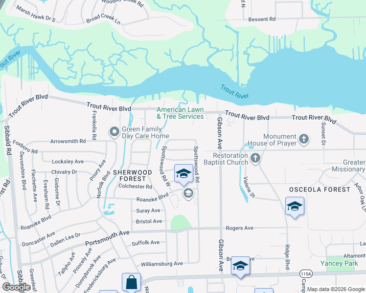 map of restaurants, bars, coffee shops, grocery stores, and more near 4403 Crossbow Road in Jacksonville