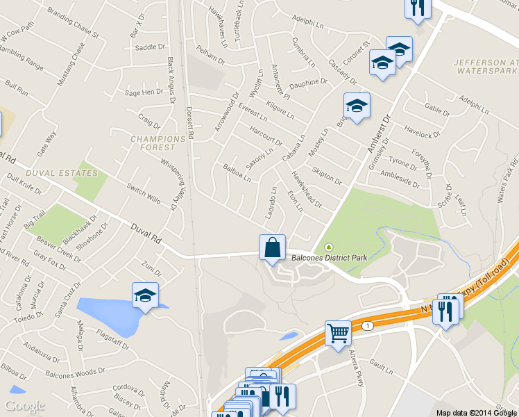 map of restaurants, bars, coffee shops, grocery stores, and more near 12007 Cabana Lane in Austin