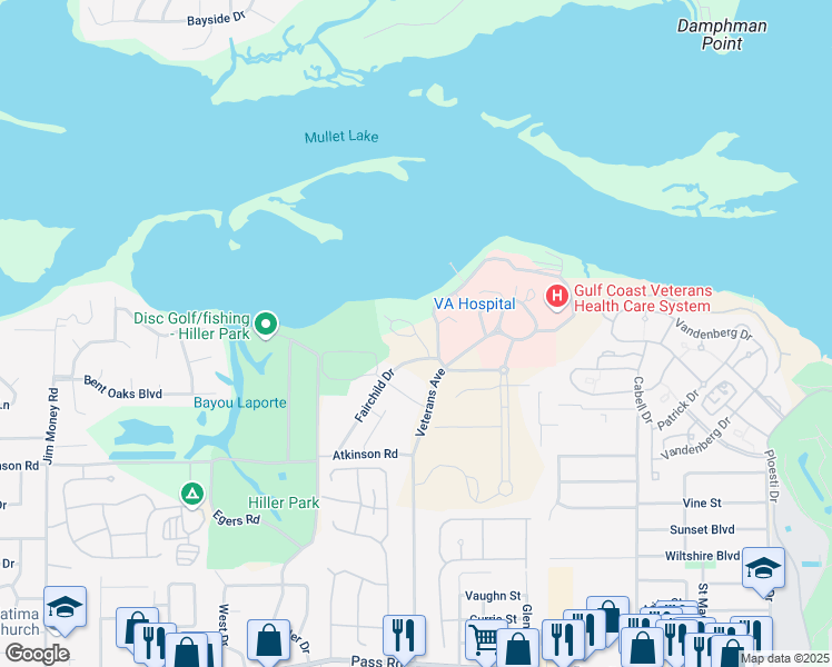 map of restaurants, bars, coffee shops, grocery stores, and more near 400 Veterans Avenue in Biloxi