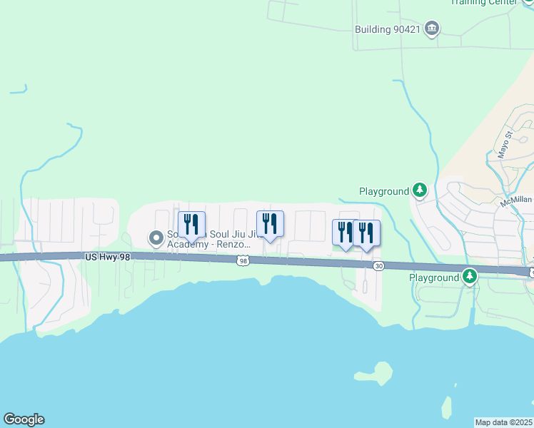 map of restaurants, bars, coffee shops, grocery stores, and more near 496 Keystone Road in Mary Esther