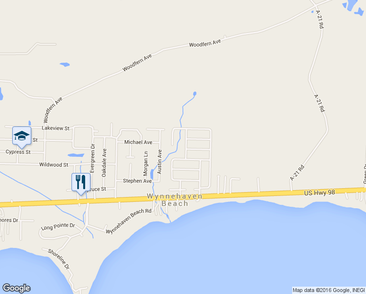 map of restaurants, bars, coffee shops, grocery stores, and more near 608 Avenue De La Dauphine in Mary Esther