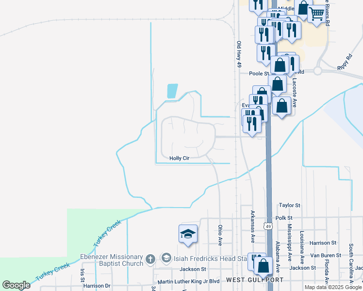 map of restaurants, bars, coffee shops, grocery stores, and more near 182 Orange Court in Gulfport