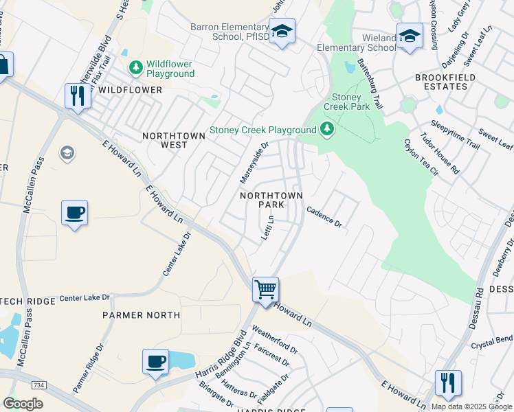 map of restaurants, bars, coffee shops, grocery stores, and more near 13803 Lothian Drive in Pflugerville