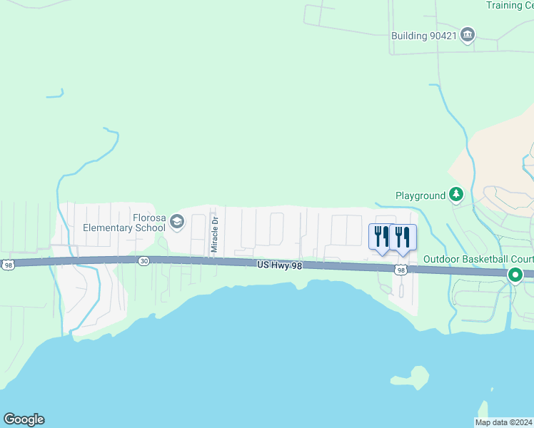 map of restaurants, bars, coffee shops, grocery stores, and more near 488 Cascabellas Street in Mary Esther
