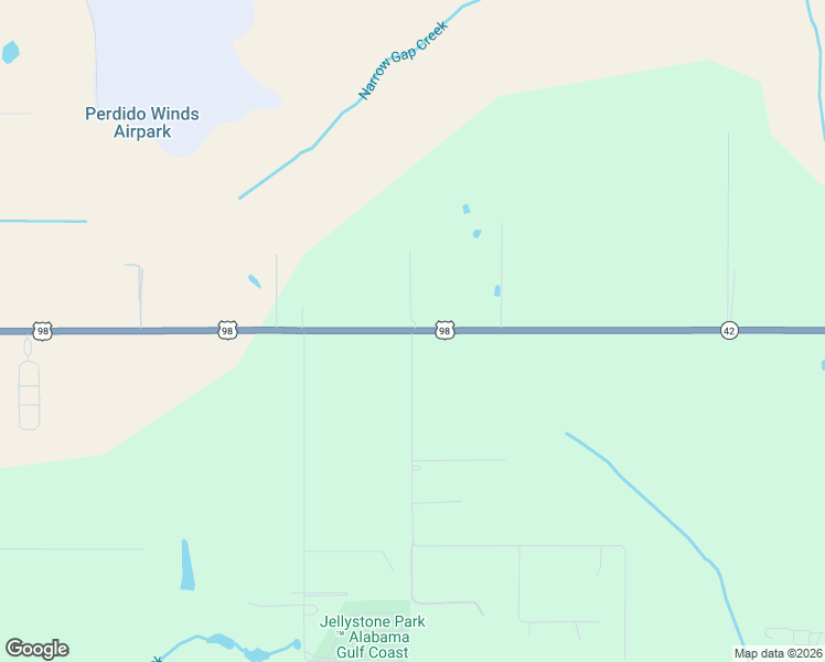 map of restaurants, bars, coffee shops, grocery stores, and more near 26068 Alabama 42 in Elberta