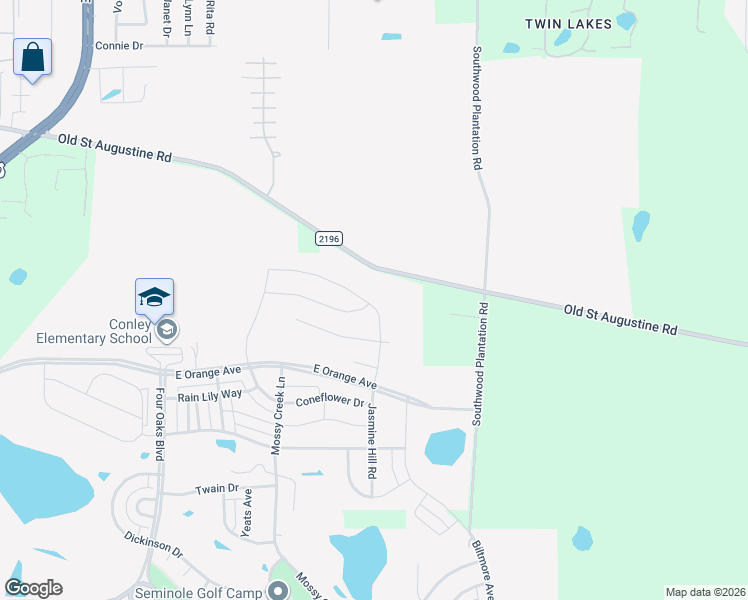map of restaurants, bars, coffee shops, grocery stores, and more near 3410 Jasmine Hill Road in Tallahassee