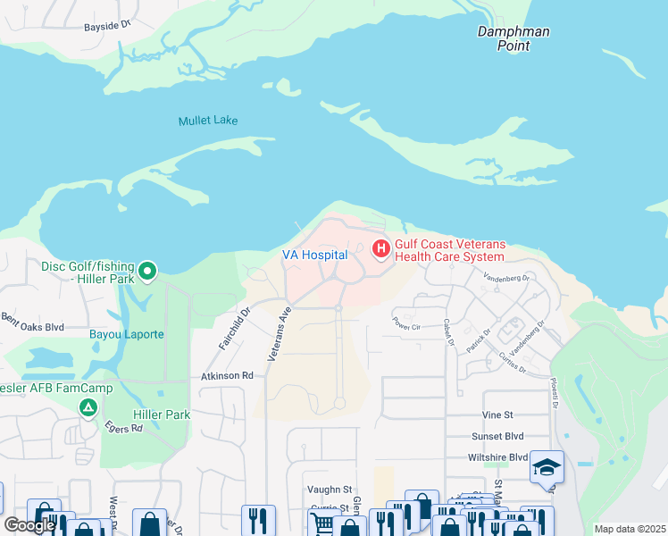 map of restaurants, bars, coffee shops, grocery stores, and more near 400 Veterans Avenue in Biloxi