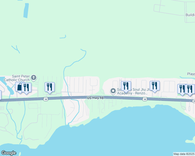 map of restaurants, bars, coffee shops, grocery stores, and more near 449 Forest Glen Place in Mary Esther